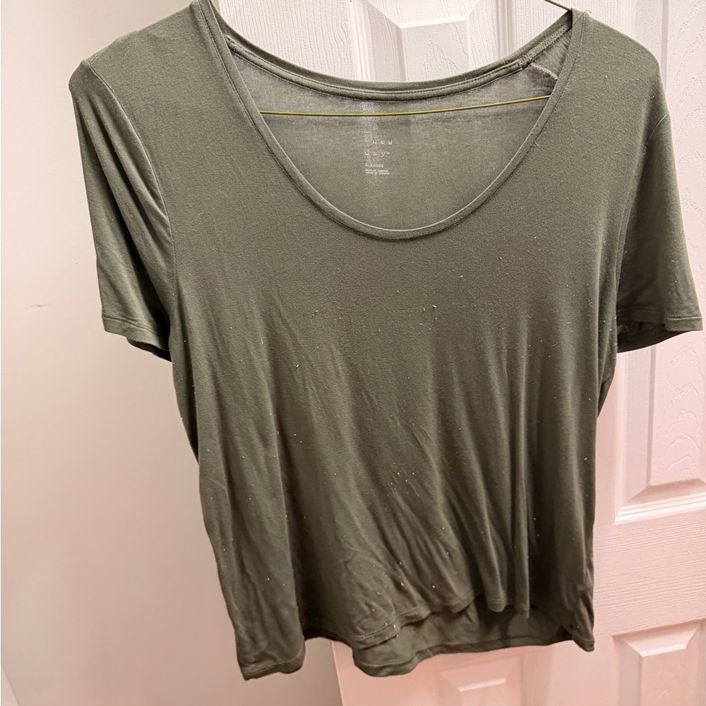 a new day Olive Scoop Neck Short Sleeve Tee